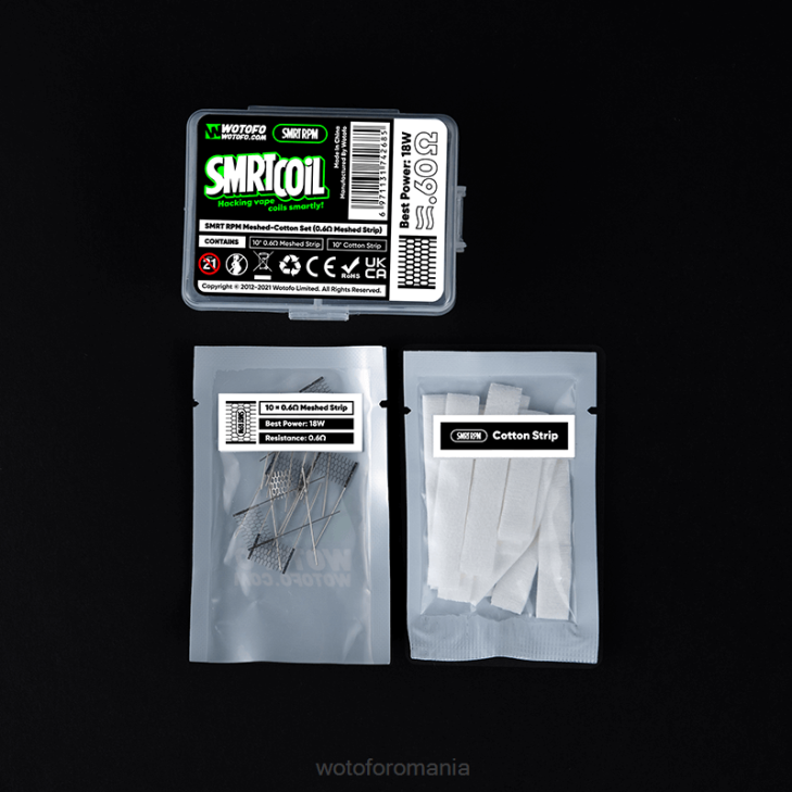 set de plasă-bumbac rpm 0.6ohm plasă+bumbac Wotofo SMRT - Wotofo Romania Z08F365
