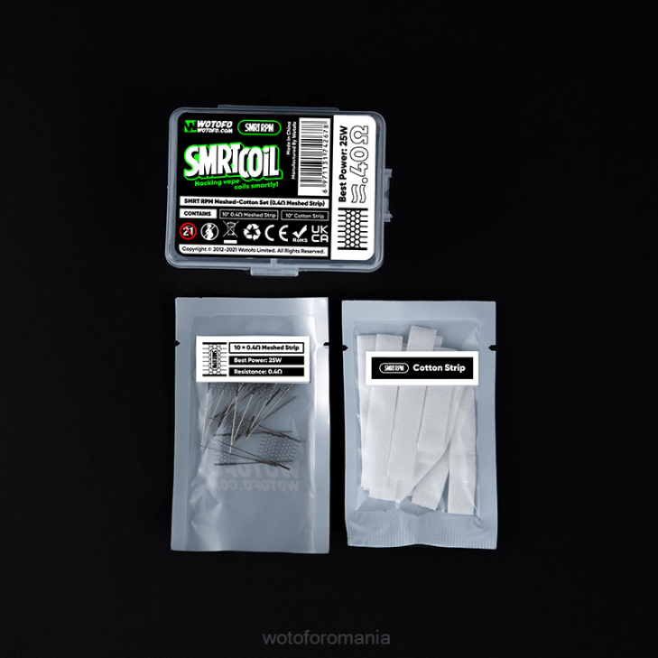 set de plasă-bumbac rpm 0.6ohm plasă+bumbac Wotofo SMRT - Wotofo Romania Z08F365